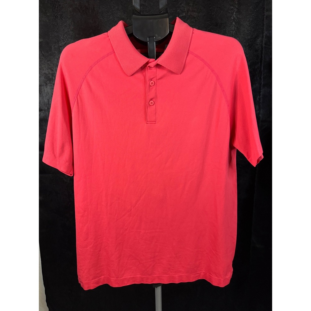 Fabletics Mens XL Red Short Sleeve Performance Polo Shirt Golf Athletic Top